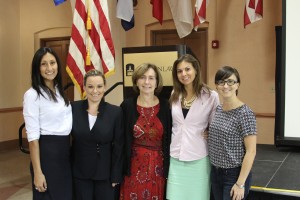 Ann Ravel, chair of the Federal Election Commission (pictured center) with student organization leaders (l-r): Allison Dhand, Elizabeth Britzke, Jessica Maugeri, and Kristina Hartman.