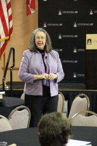 Stetson University President Wendy Libby spoke Jan. 19 on the College of Law's Gulfport campus.