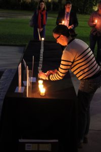 A candlelight vigil on Stetson's Gulfport campus honored Transgender Day of Remembrance. Photo by Alan Brock.
