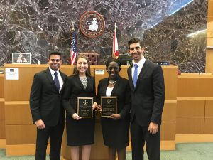 National Trial Competition winners (L-R): Daniel Christopher, Haley Coet, Ashleigh Brooks and Carlos Manresa.