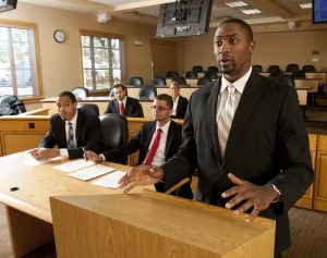 Stetson advocacy teams prepare in one of the law school's teaching courtrooms.