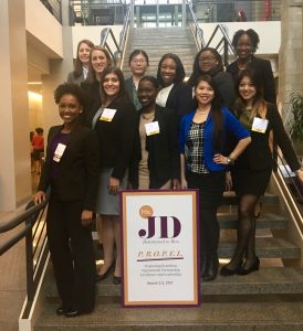 Ms. J.D. Fellows with Ms. JD President Raychelle Tasher (bottom left corner in black suit and purple shirt) and Fellowship Coordinator Maleaha Brown.