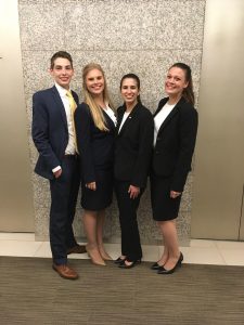 (L-R): Maximillion Brown, Caroline Garrity, Olivia Mejido and Meghan Sullivan at the ABA Law Student Division Arbitration Regional Competition.