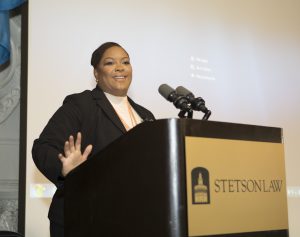 Bemetra Simmons provided the closing keynote address at the Campus to Career event at Stetson.