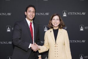 (L-R): Ahmed Mohamed with Dean Kristen Adams.
