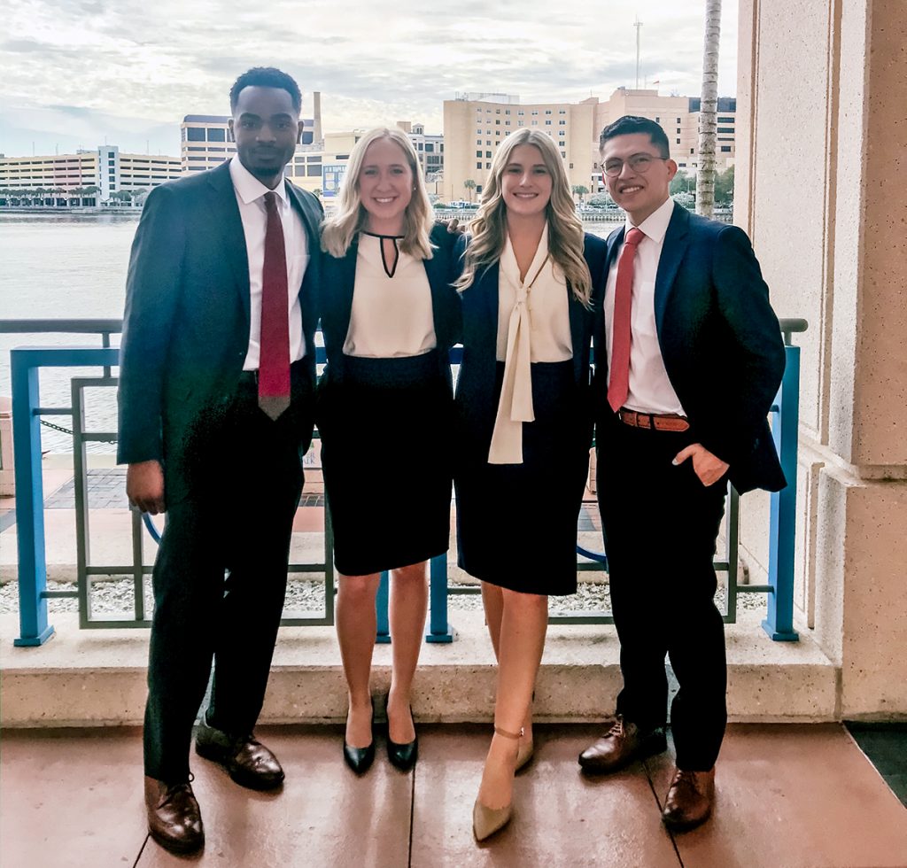 A Stetson University College of Law Trial Team of Justin Bell, Molly Goodwill, Olivia Bergert, and Magner Tiuso made the quarterfinal round of the competition.