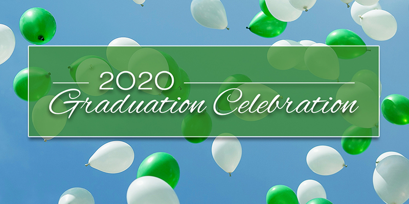 2020 Graduation Celebration graphic with balloons.