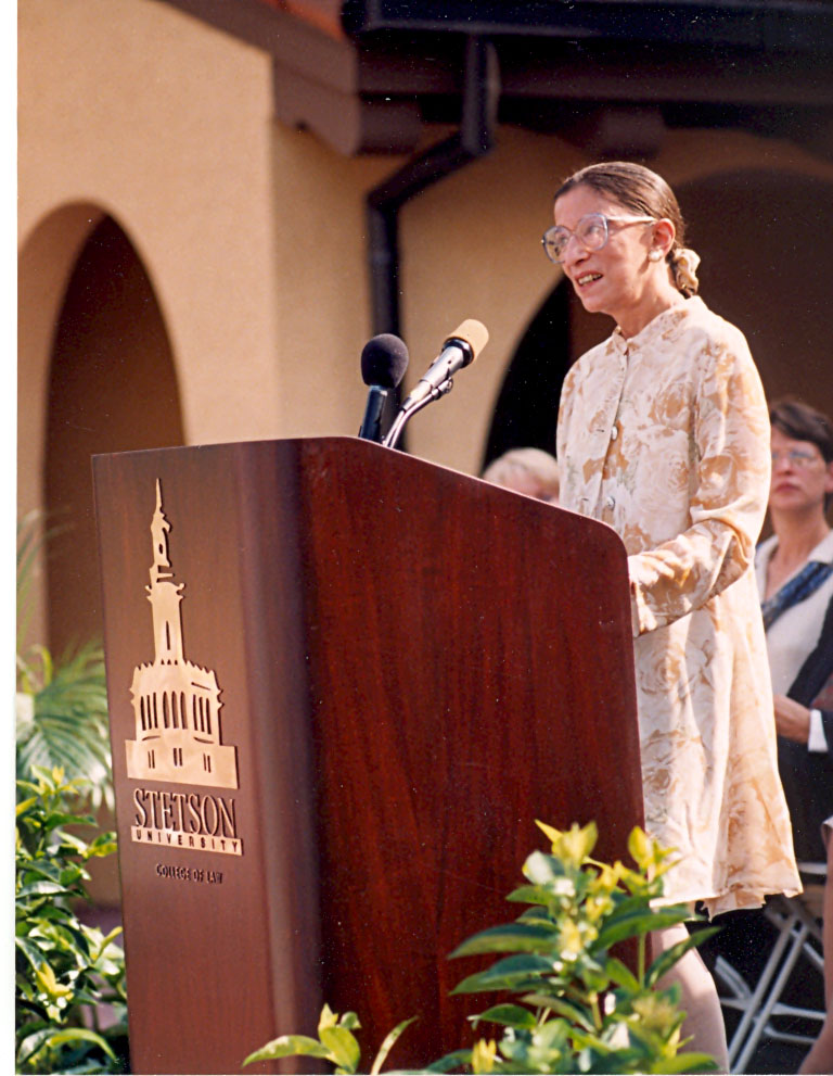 Justice Ruth Bader Ginsburg gives the keynote address at the dedication of Stetson's Law Library in 1998.