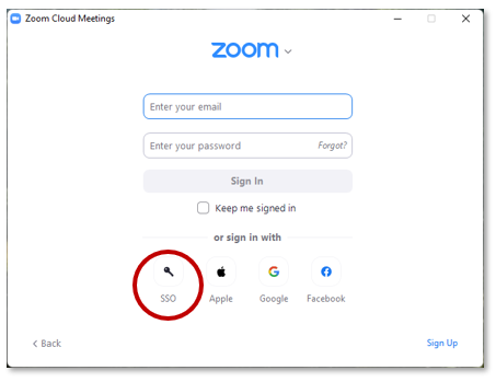 Zoom sign-in page