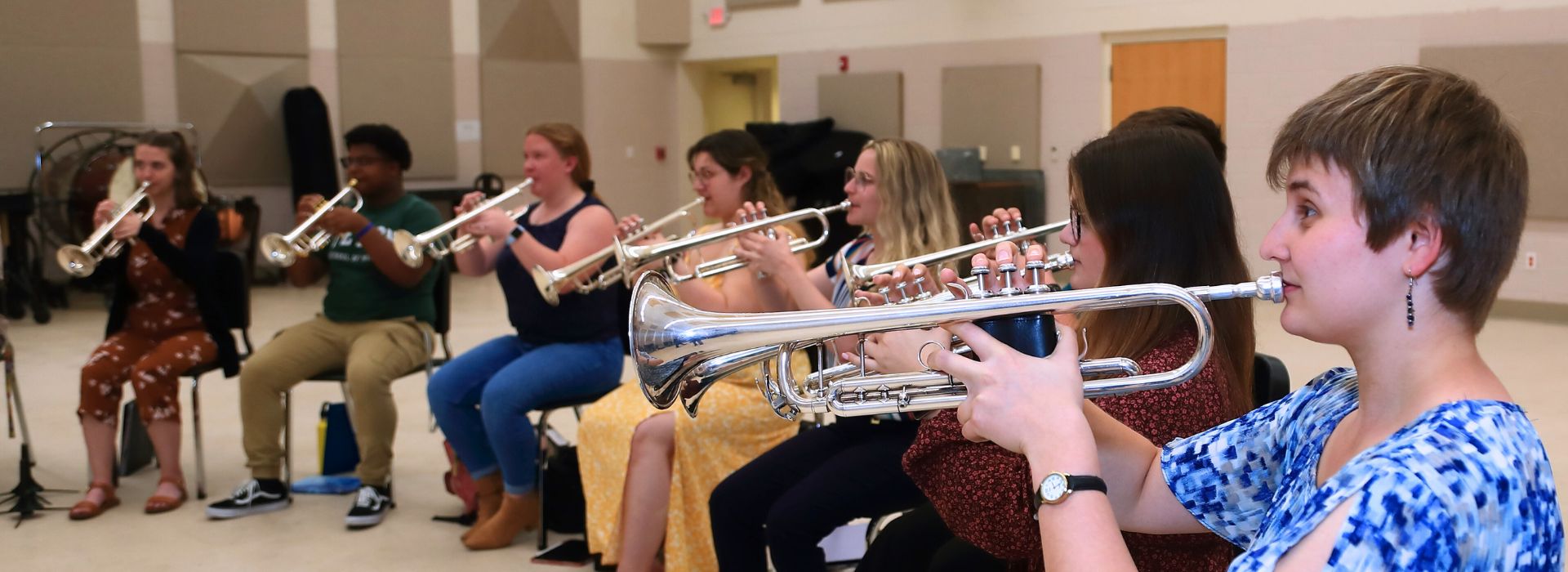 brass students practicing together