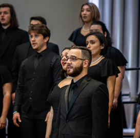 student choir singing in chapel