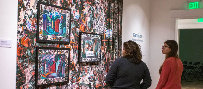 Students admiring a painting