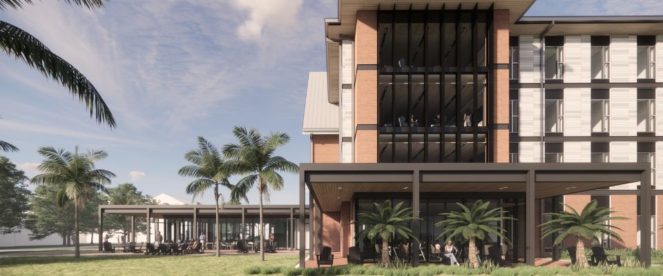 residence hall courtyard porch view