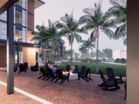 residence hall model of firepit from inside
