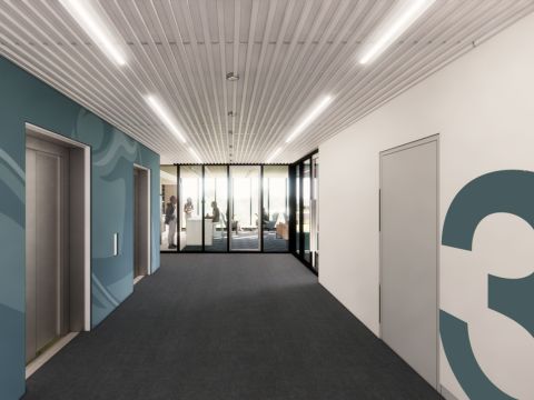 residence hall model of upper level lobby 2