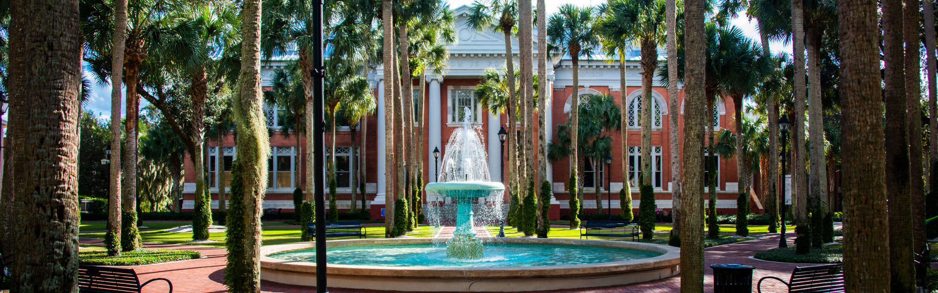 Palm Court with Sampson Hall in the background