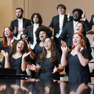 students singing during concert