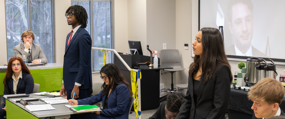 students during a mock trial