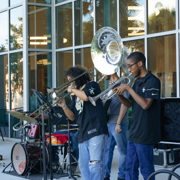 band playing in stage