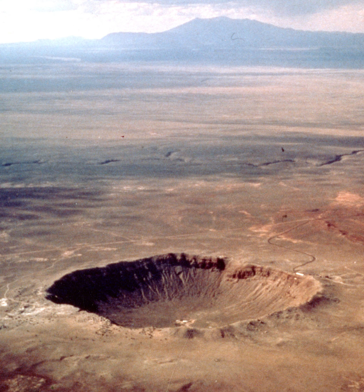 Distant view of a big Meteor Crater