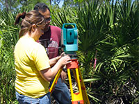 Geographic information systems (GIS) students map the growth of the trees to produce a survey map of the restoration.