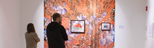 students admiring a painting