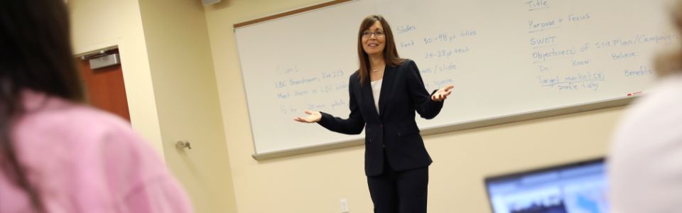 professor giving presentation