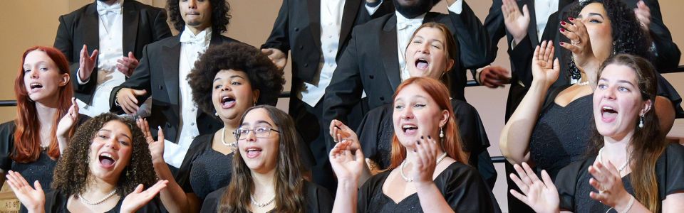 students on chorus singing