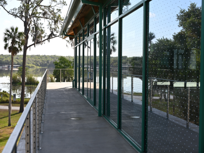 Patterned window markers on Aquatic Center north windows