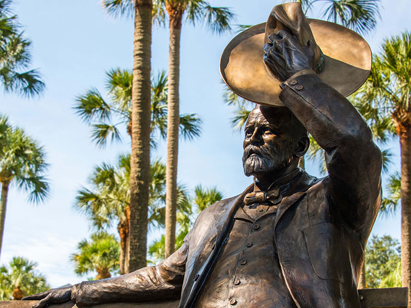 John B. Stetson Statue on the outter edge of the Palm Court