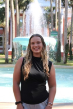 Audrey infront of Holler fountain