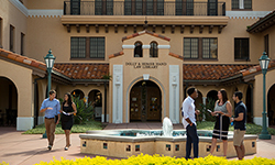 The main entrance of the Homer and Dolly Hand Library
