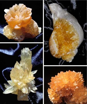 four samples of Florida crystal calcite