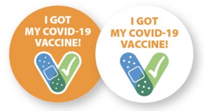 buttons that say, I got my COVID-19 vaccine
