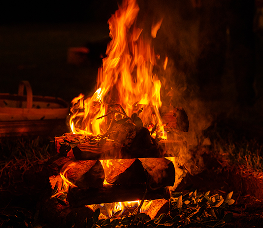 The Yule Log is a roaring bonfire